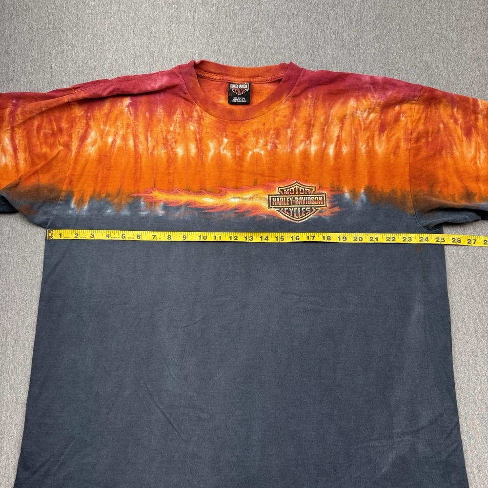 Harley Davidson Shirt XL Tie Dye Long Sleeve USA Motorcycle Flame Vtg Texas - Picture 3 of 15